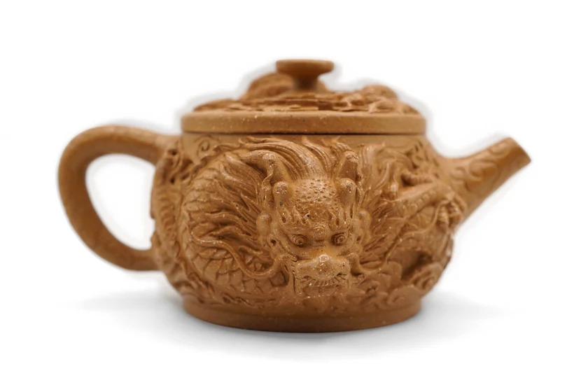 Yellow Clay Teapot - The Dragon is Watching, 270 ml